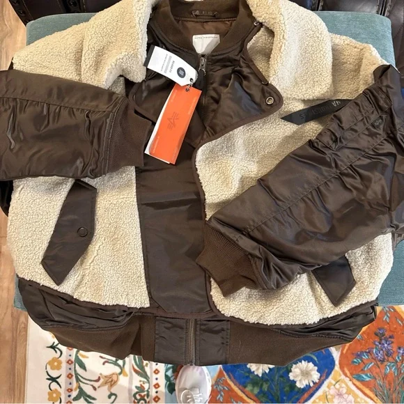 Alpha Industries Brown and Cream Bomber Jacket - Picture 12 of 15